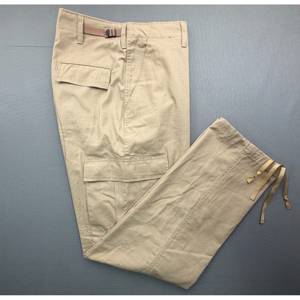 BDU Combat Trousers Khaki Tan Cargo Pants 100% Cotton USA | Men's Medium Long - Picture 1 of 15